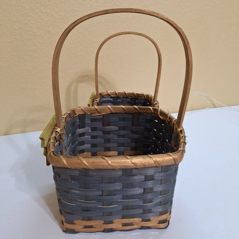2 Vintage Woven‎ Gift Basket Angel Decor Handmade Grandmacore Gather